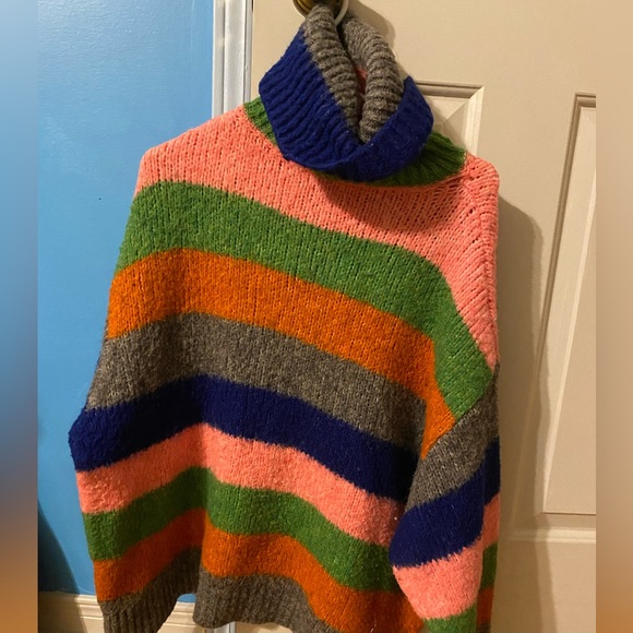 Zara Oversized Rainbow Wool Sweater - Picture 2 of 2